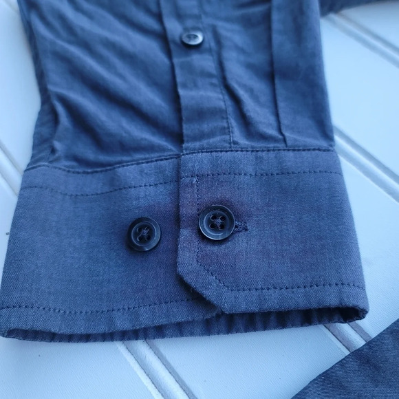 Express 1MX Charcoal Gray Men Long Sleeve Button Shirt Slim Fit M 15-15.5 - Picture 4 of 9